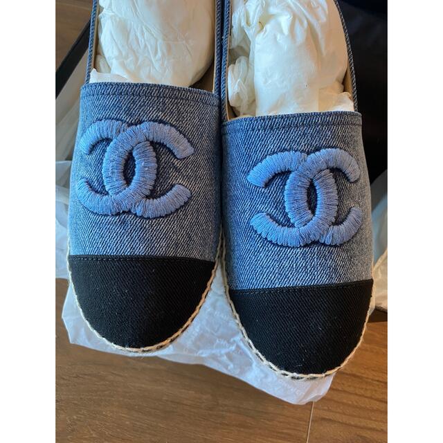 CHANEL - シャネル デニム エスパドリーユ デカココマーク39 未使用21S ...
