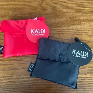 カルディ(KALDI)のKALDI エコバック　ブラック&レッドセット　新品✨(エコバッグ)