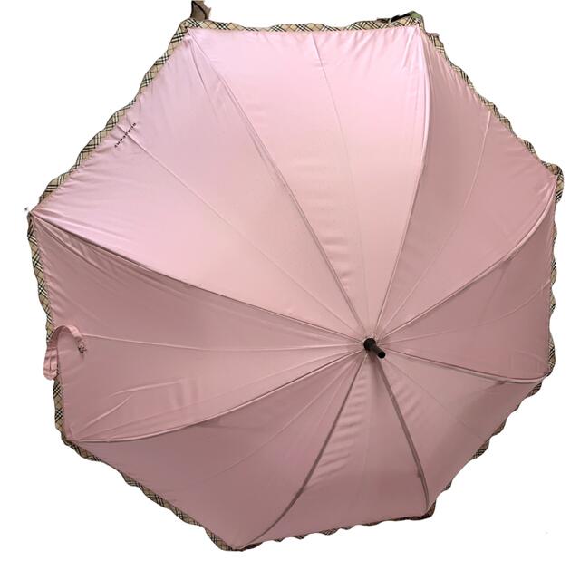 美品 ♡ バーバリー　晴雨兼用　傘　ロゴ　フリル　ノバチェック　ピンク