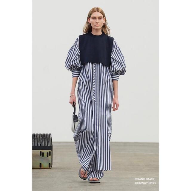 HYKE T/C STRIPED GATHERED DRESS