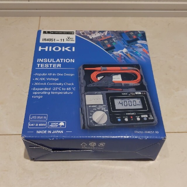 まとめ買い特価 日置電機 HIOKI IR4051-10 5レンジ絶縁抵抗計 スイッチなしリード付属 50 125 250 500 1000V  IR405110