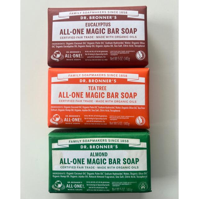 Dr.Bronner(ドクターブロナー)の【うめ様ご専用】ドクターブロナー マジックソープバー　3個セット コスメ/美容のボディケア(ボディソープ/石鹸)の商品写真