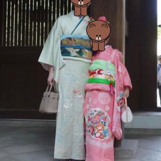 美品 訪問着・帯・重ね襟 95%OFF 薄緑 入学式 卒業式 全て正絹の通販