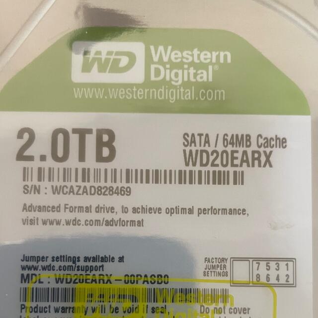 HDD 2TB Western Digital WD20EARX 未使用品