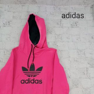 adidas　アディダス ジップアップ パーカー トレフォイルロゴ　黒×ピンクM