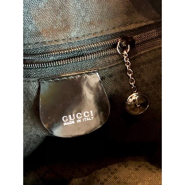 Gucci(グッチ)のおーちゃん様専用グッチ バンブー 巾着型 ナイロン パテントレザー黒 レディースのバッグ(ショルダーバッグ)の商品写真