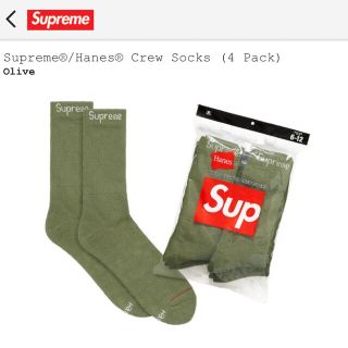 シュプリーム(Supreme)のsupreme Hanes Crew Socks オリーブ　2足分(ソックス)