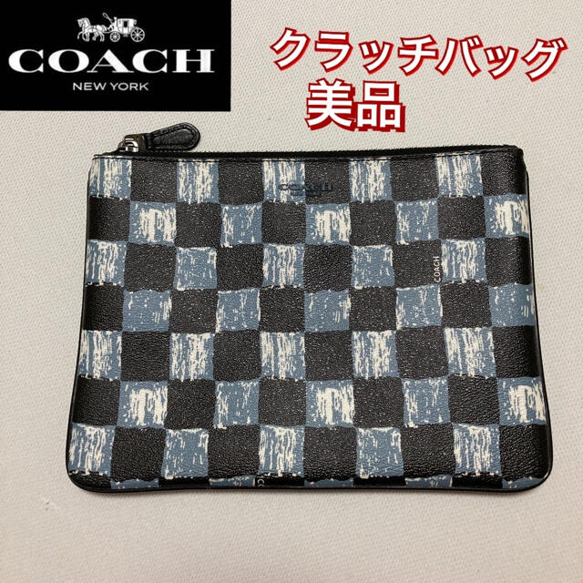 COACH コーチ　クラッチバッグ　✅美品　✅格子柄　✅ロゴ　✅希少デザイン