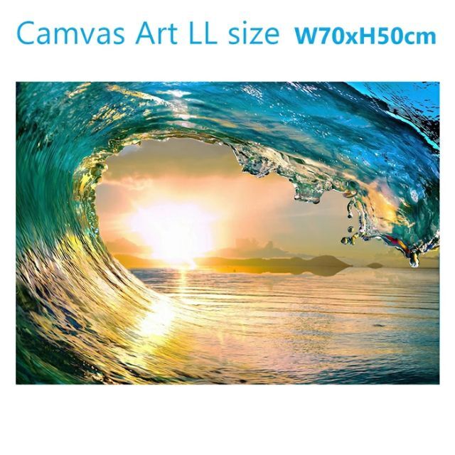 通販でクリスマス キャンバスアート LL (サンセット62082) 海 夕日 サーフィン 波 絵画