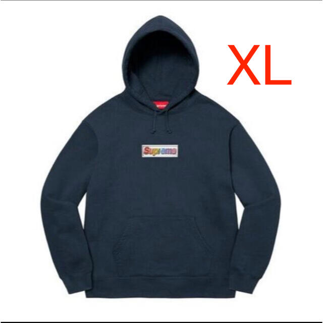 Bling Box Logo Hooded Sweatshirt XLNavySIZE