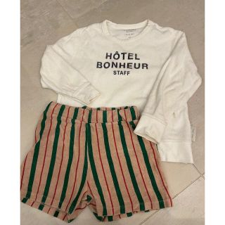 コドモビームス(こども ビームス)のtinycottonsスエット6y ＋5ー6yストライプパンツセット(Tシャツ/カットソー)