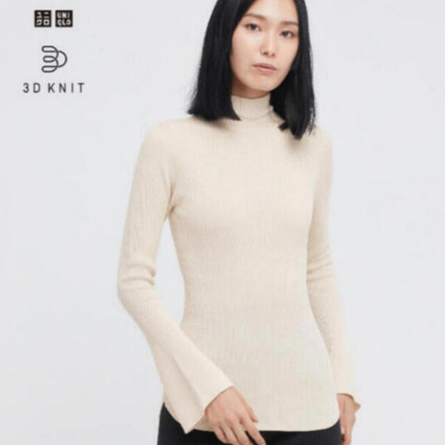 UNIQLO(ユニクロ)の3Dリブハイネックセーター（長袖）オフホワイト レディースのトップス(ニット/セーター)の商品写真