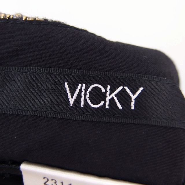 VICKY(ビッキー)のビッキー VICKY 台形 スカート ミニ 厚手 総柄 ラメ混 切替 タック 2 レディースのスカート(ミニスカート)の商品写真