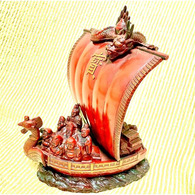 鋳銅製 七福神 宝船 置物