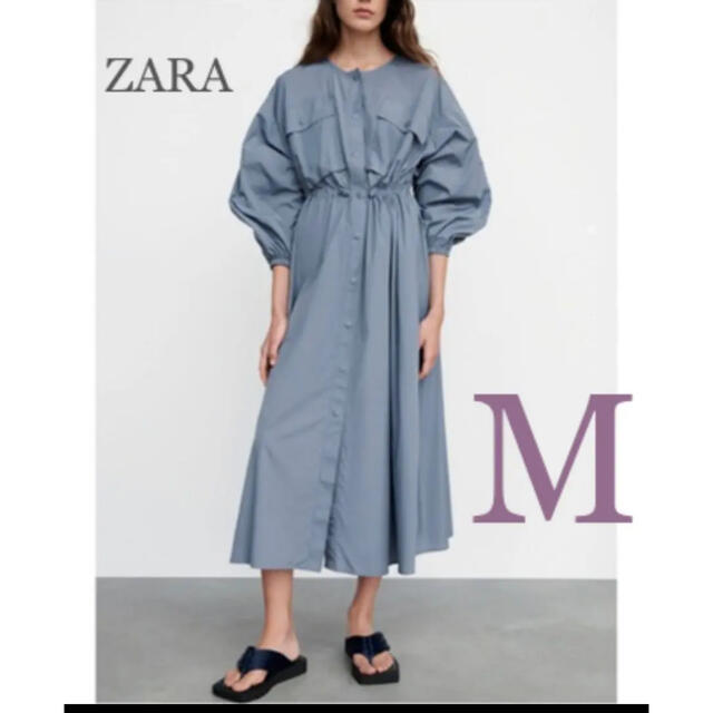 ZARA(ザラ)の【新品・未使用】ZARA ゴムウエスト ミディ丈 ワンピース  M レディースのワンピース(ロングワンピース/マキシワンピース)の商品写真