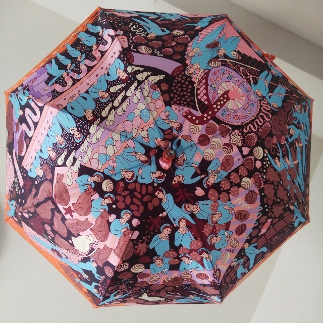 カラフル 個性的 チョコレート工場×動物 アート雨傘 レディースのファッション小物(傘)の商品写真