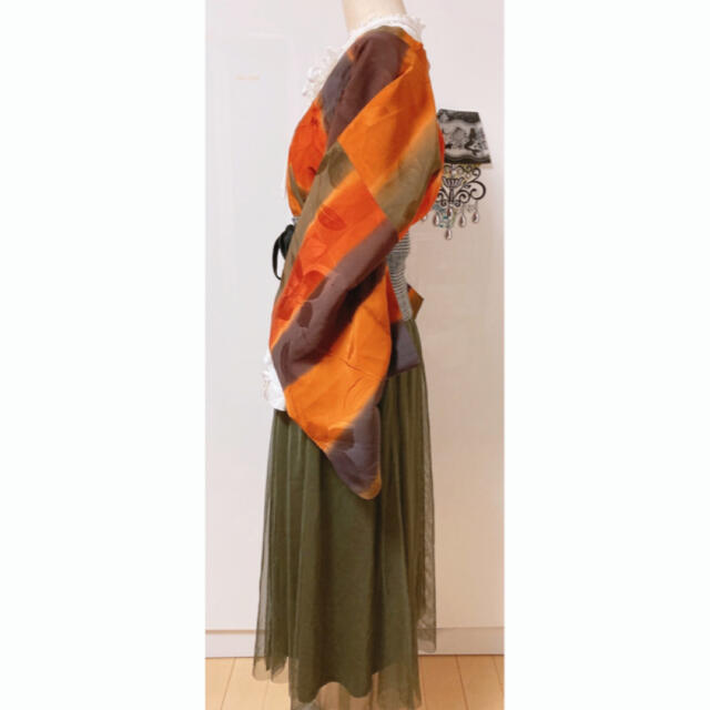 展示品 ◇和洋きものコーデ◇ 3点セット 道行 チュール オレンジ 展示品 ◇和洋きものコーデ◇ 3点セット 道行 チュール オレンジ