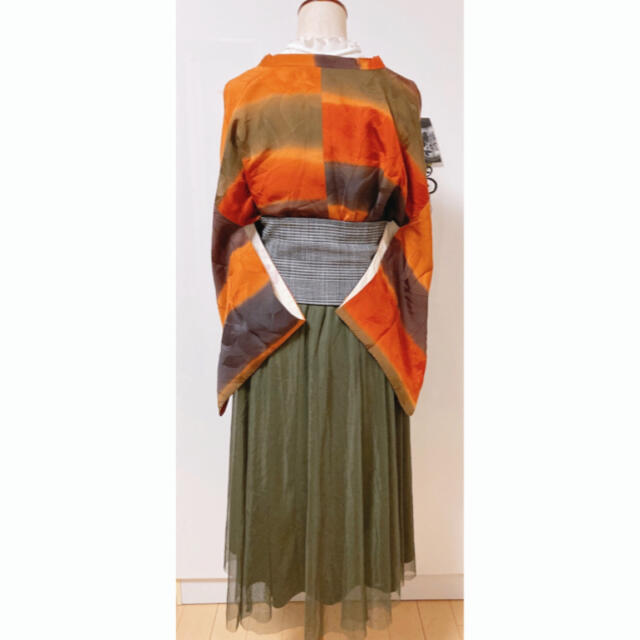 展示品 ◇和洋きものコーデ◇ 3点セット 道行 チュール オレンジ 展示品 ◇和洋きものコーデ◇ 3点セット 道行 チュール オレンジ