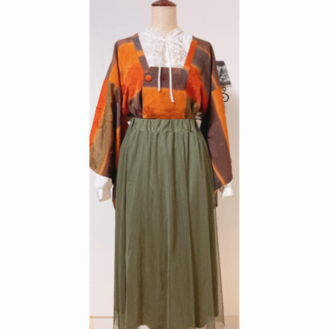 展示品 ◇和洋きものコーデ◇ 3点セット 道行 チュール オレンジ 展示品 ◇和洋きものコーデ◇ 3点セット 道行 チュール オレンジ