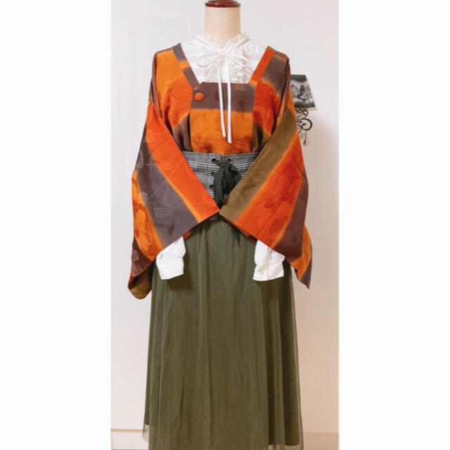 展示品 ◇和洋きものコーデ◇ 3点セット 道行 チュール オレンジ 展示品 ◇和洋きものコーデ◇ 3点セット 道行 チュール オレンジ