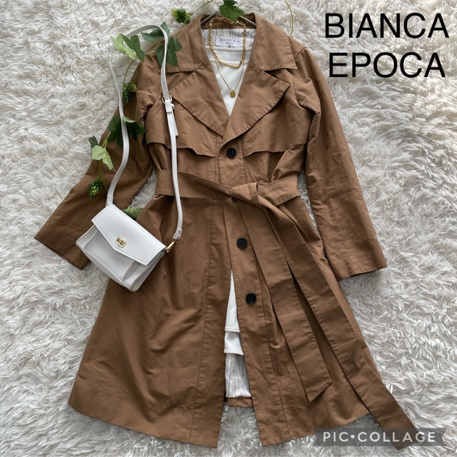 EPOCA(エポカ)のBIANCA EPOCA エポカ　ベルト付　ステンカラーコート　トレンチコート レディースのジャケット/アウター(トレンチコート)の商品写真