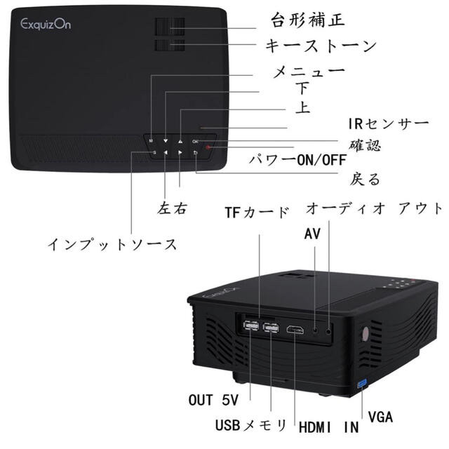 プロジェクター ExquizOn GP12  小型 LED スマホ　タブレット　 スマホ/家電/カメラのテレビ/映像機器(プロジェクター)の商品写真