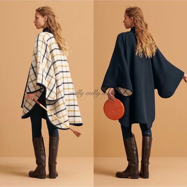 23SS☆タグ付き☆HERMES カシミヤ100 リバーシブル ポンチョ 23SS☆タグ付き☆HERMES カシミヤ100 リバーシブル ポンチョ
