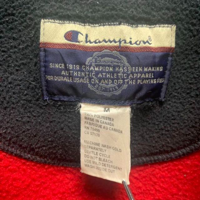 カナダ製 Champion ワンポイントロゴ フリースベスト レッド