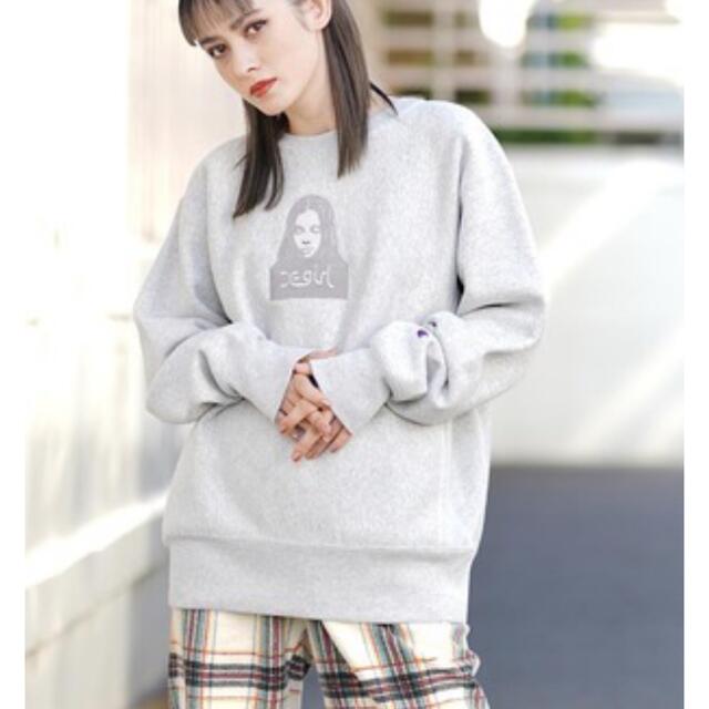 X-girl(エックスガール)のスウェット X-girl × Champion FACE アッシュ　M レディースのトップス(トレーナー/スウェット)の商品写真