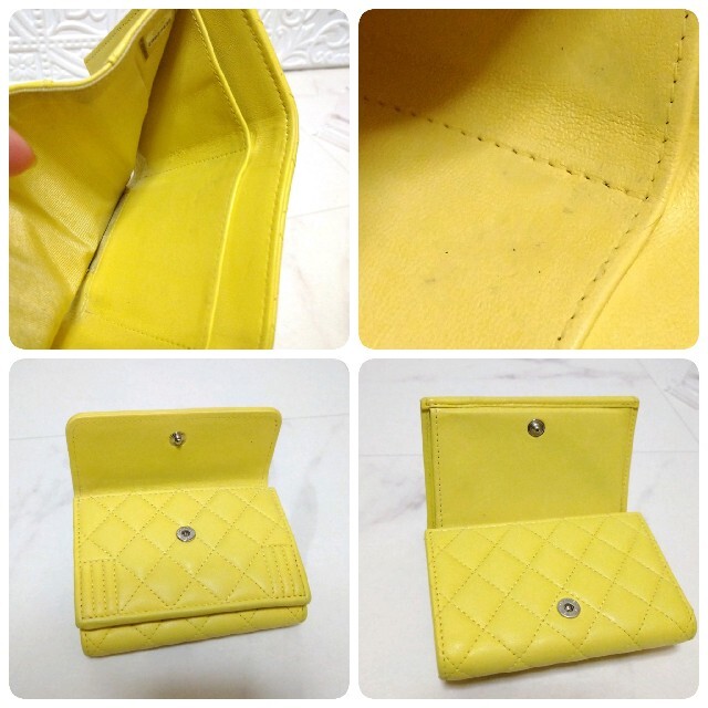 CHANEL(シャネル)のCHANEL　ボーイシャネル　財布　マトラッセ　コンパクトウォレット　黄色 レディースのファッション小物(財布)の商品写真