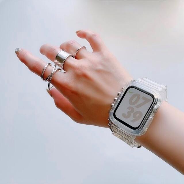 超格安価格超格安価格韓国 Apple Watch アップルウォッチ クリアバンド 45mm ラバーベルト
