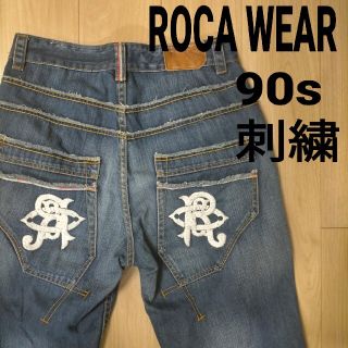 ロカウェア(Rocawear)の希少 レア 90s  ロゴ刺繍 ロカウェア ビッグシルエット ジーンズ 34(デニム/ジーンズ)