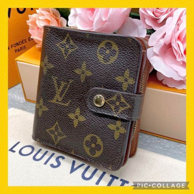 レディース⭐️良品⭐ルイ ヴィトン　モノグラム　コンパクトジップ　折り財布　正規品　LV