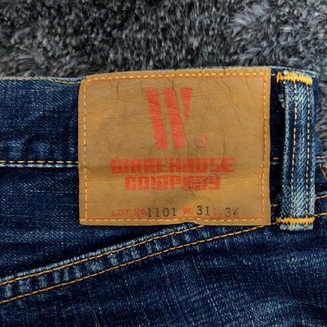 WAREHOUSE(ウエアハウス)の【色落ち極上レア品】ウエアハウス　1101　旧パッチ　W31  Ｌ34 メンズのパンツ(デニム/ジーンズ)の商品写真