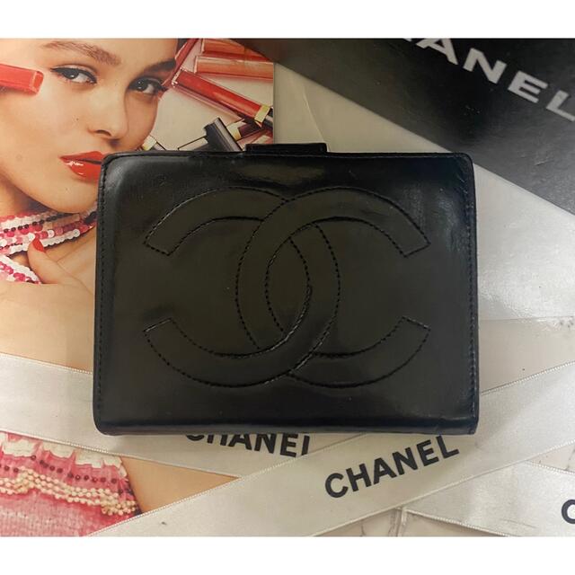 正規品　CHANEL シャネル　折財布　ブラック　ゴールドスーツ