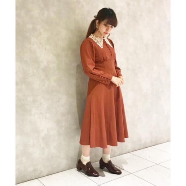 クレリックレース衿ワンピース　ＰＩＮＫ　ＢＲＯＷＮ