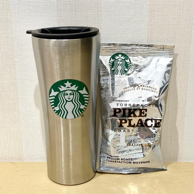 Starbucks Coffee(スターバックスコーヒー)の黒 スタバ ステンレス タンブラー コーヒー粉 限定品 マグ 魔法瓶 水筒 インテリア/住まい/日用品のキッチン/食器(タンブラー)の商品写真