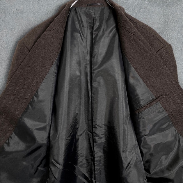 古着 ビンテージ 昭和レトロ セットアップスーツ ウール ブラウン M メンズのスーツ(セットアップ)の商品写真