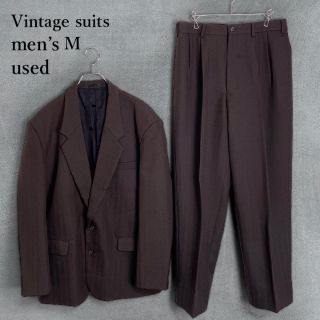 vintage シングルウールセットアップスーツ ブルー系/W696