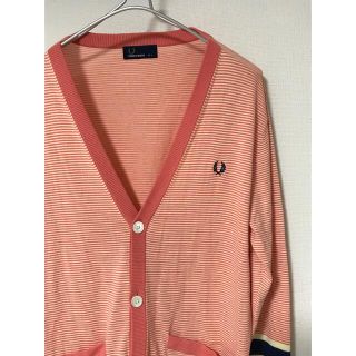 フレッドペリー(FRED PERRY)のフレッドペリー FREDPERRY コットンカーディガン ボーダー　Lサイズ(カーディガン)