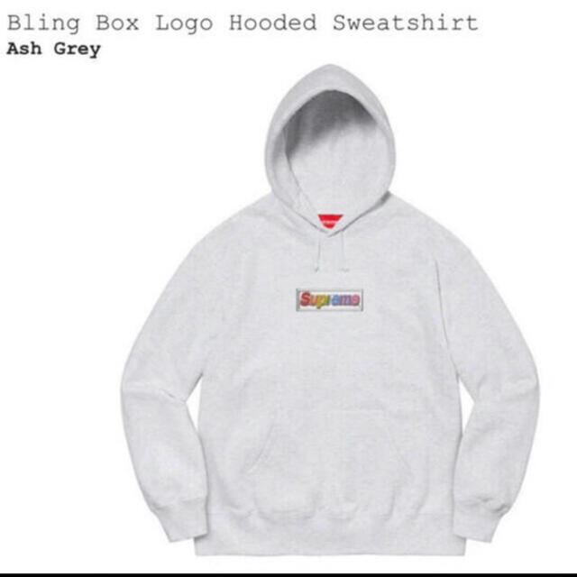 Supreme Bling Box Logo パーカ Ash Grey Lサイズ