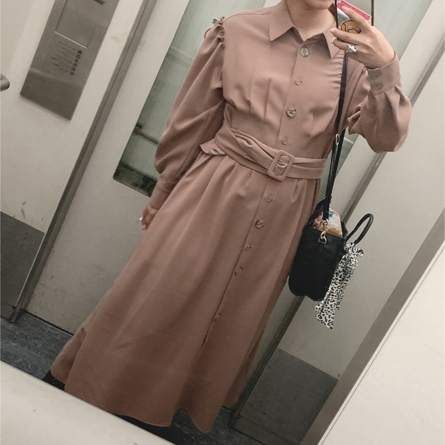 Two-Tone Belted Shirt Dress