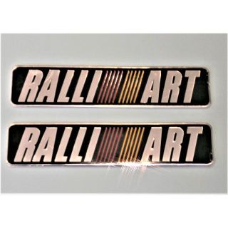 ラリーアート RALLIART アルミ製エンブレム　２枚組(ベース色：ブラック）(車外アクセサリ)