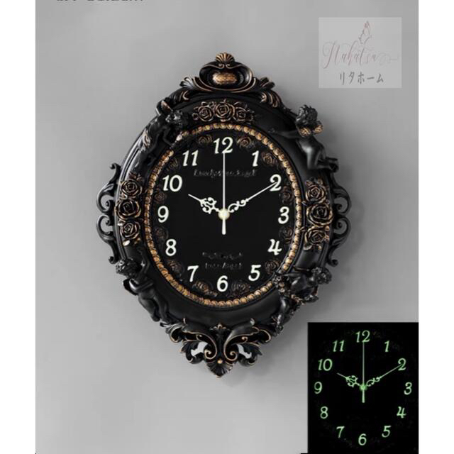 高級感クロック 壁掛け時計 かけ時計 姫系雑貨　薔薇