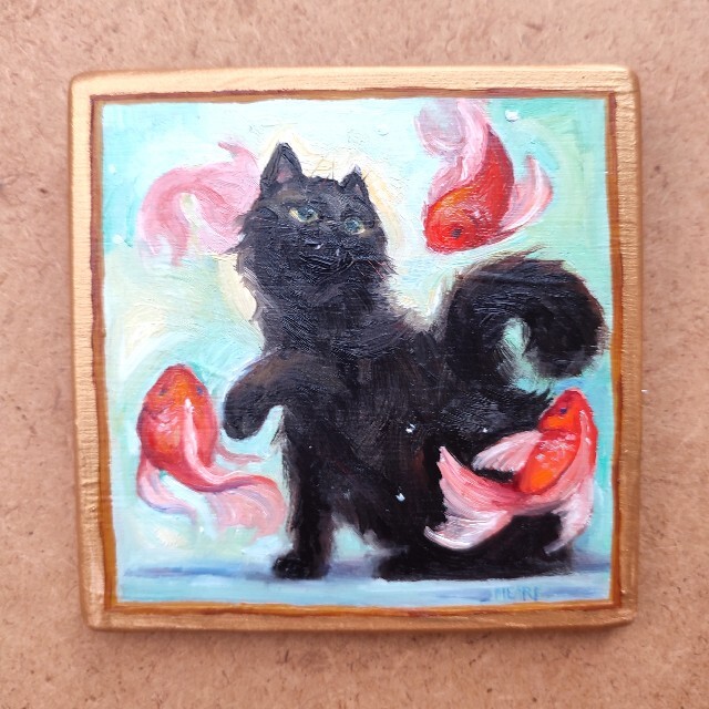公式の アクリル画 小さな原画 黒猫 ショップ 美術品・アンティーク 公式の アクリル画 小さな原画 黒猫 ショップ 美術品・アンティーク
