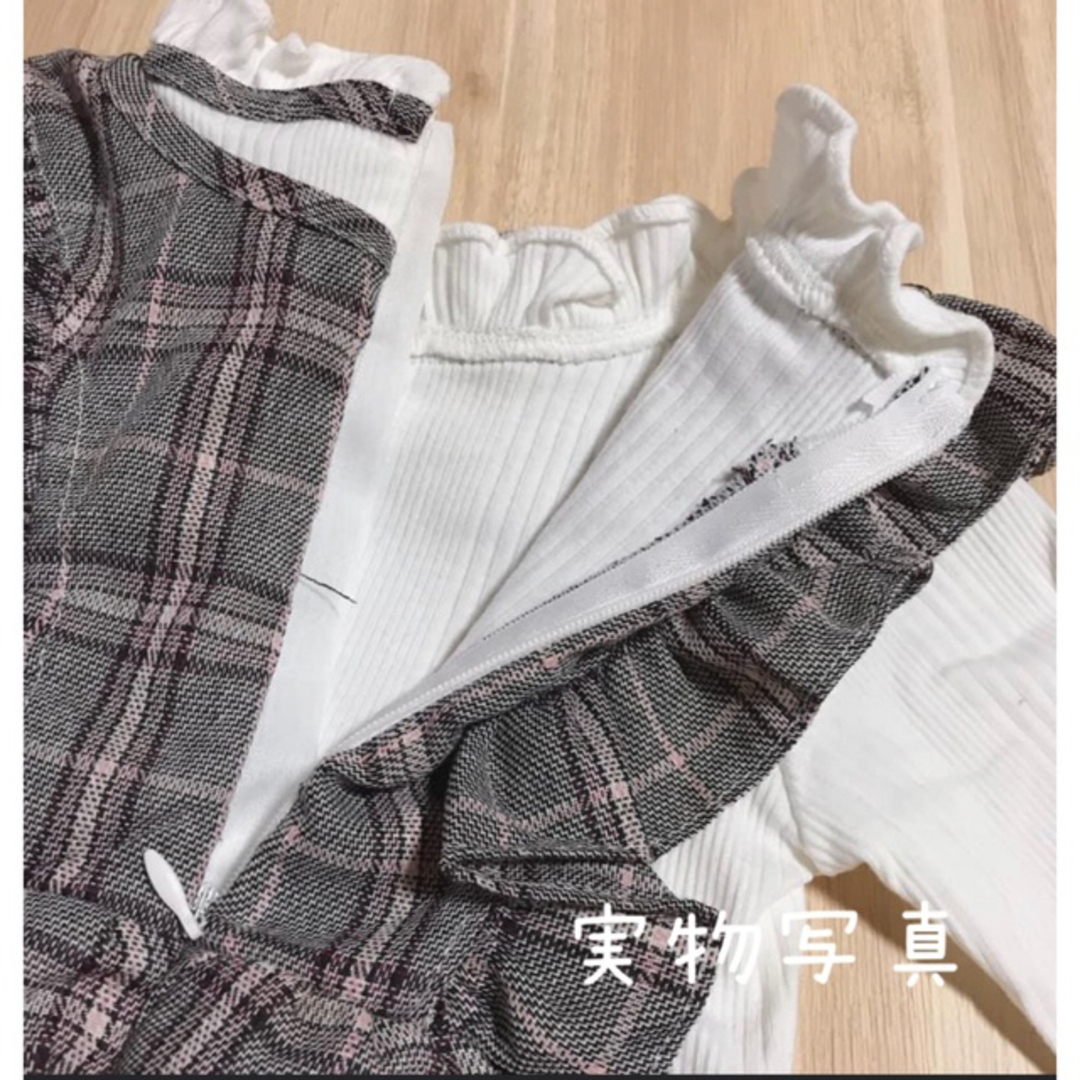 ♡ チェック ワンピース ♡ 90 フォーマル キッズ  記念日 おしゃれ キッズ/ベビー/マタニティのキッズ服女の子用(90cm~)(ワンピース)の商品写真