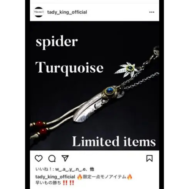 タディ&キング　K18 全金　フェザーL  スパイダーターコイズ メンズのアクセサリー(ネックレス)の商品写真