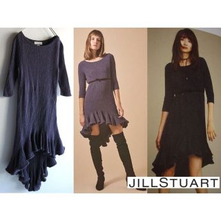 ジルスチュアート(JILLSTUART)のジルスチュアート20周年 ヨンアさんコラボ フリルヘムニットドレス パープル(その他)