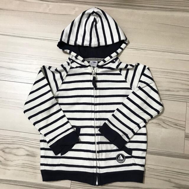 PETIT BATEAU(プチバトー)の【プチバトー】PETITBATEAU 長袖 パーカー サイズ86 ボーダー キッズ/ベビー/マタニティのベビー服(~85cm)(トレーナー)の商品写真