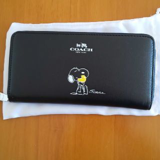 コーチ(COACH)のCOACH 長財布 スヌーピー ブラック 黒 ピーナッツ(財布)